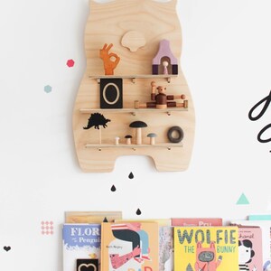 Wombat Wall Shelf Wooden Wall Shelves Kids Room Decoration Wooden Hanging Shelf Wall Decoration image 3