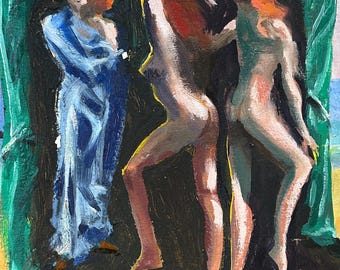 David M. Starrett, figurative Oil Painting, Mid Century Modern Art