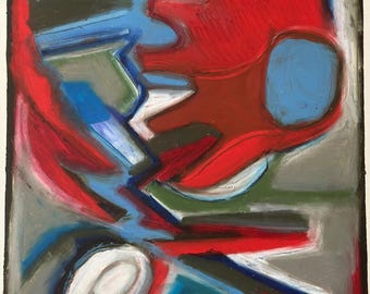 Judith Turner Kunda, born 1933. Mixed media painting, Mid Century Modern Artist