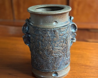 Dora De Larios large incised design vase