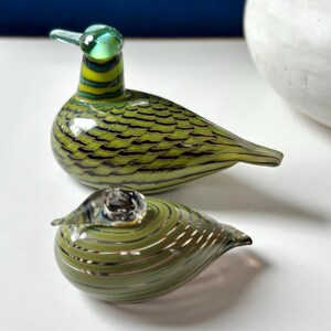 Set of Oiva Toikka, Iitala Nuutajarvi Art Glass Birds. Common Teal Bird and Whip Poor Bill. Both are signed.