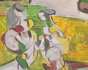 Marie-Laurie Illie painting on J Annonay Paper, Mid Century Modern Art