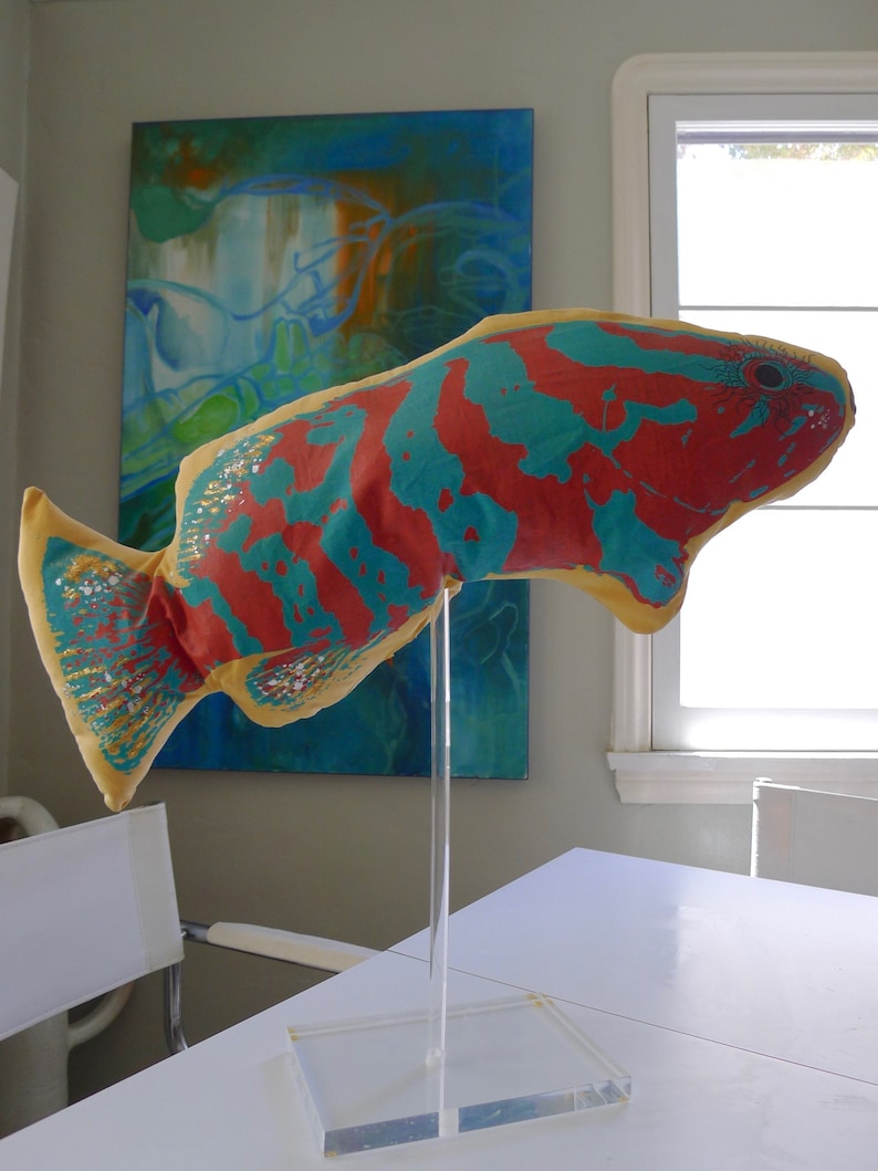 Post Modern Art Mid Century Giant Textile Fish Sculpture