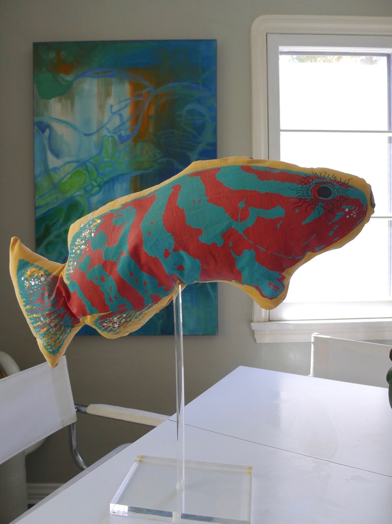 Post Modern Art Mid Century Giant Textile Fish Sculpture