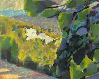 Mid Century Modern, 1966 Chalk Pastel French Landscape by Paul Coupille