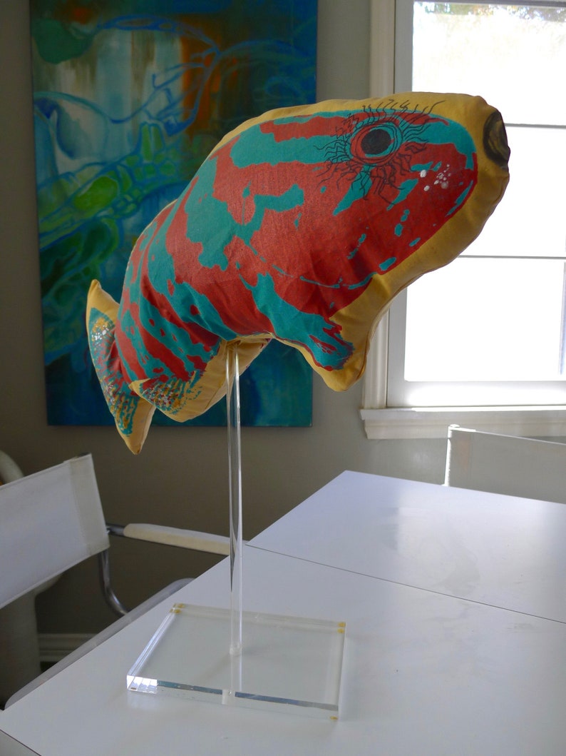 Post Modern Art Mid Century Giant Textile Fish Sculpture