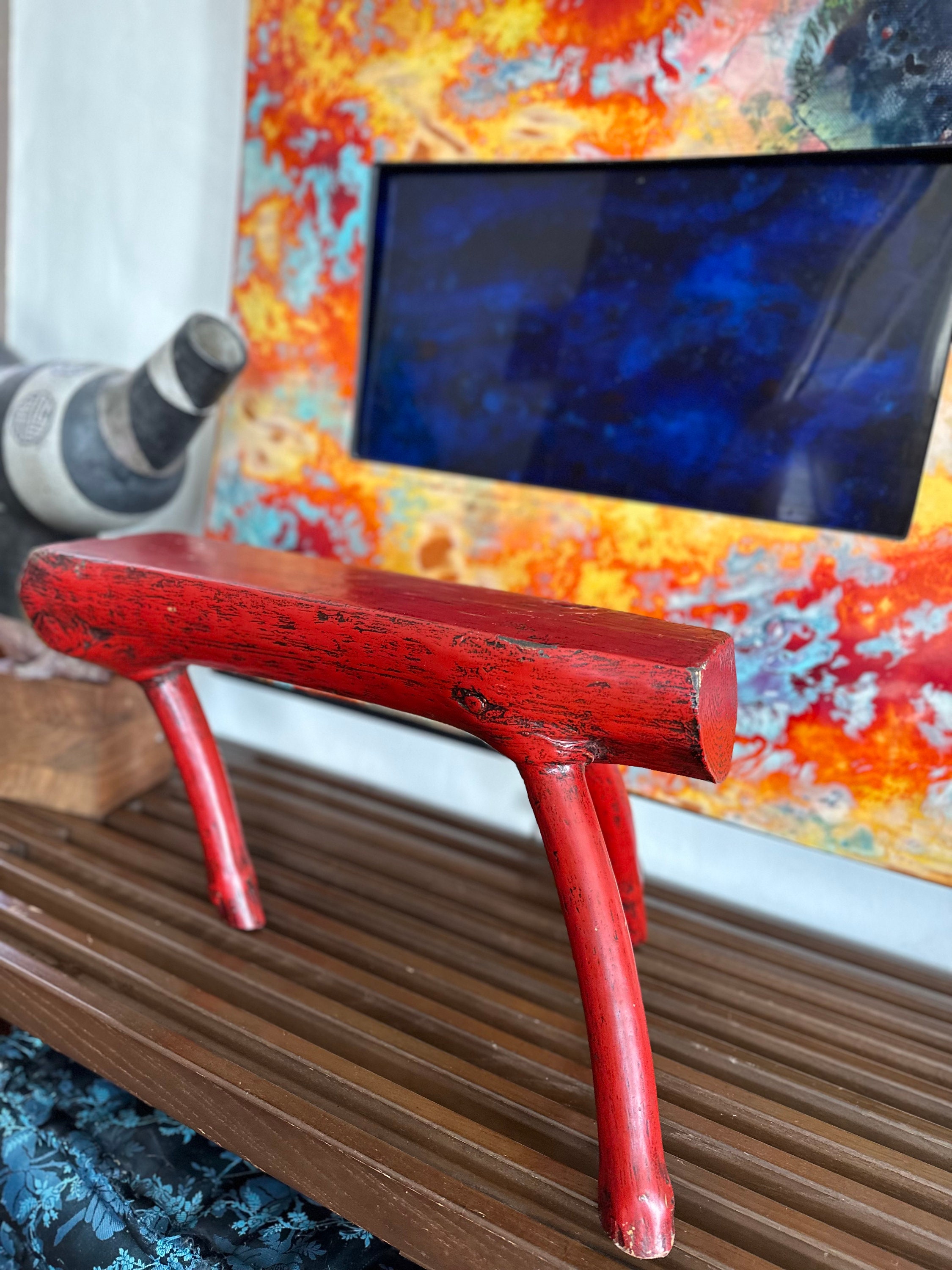 Vintage Three Legged Stool, Japanese Arm Rest or Foot Rest Etsy