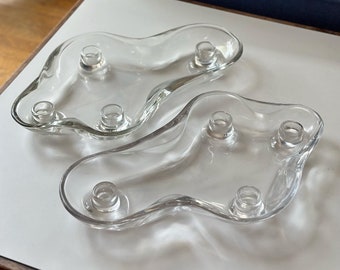 Pair of Pipsan Saarinen Swanson glass candle centerpiece displays