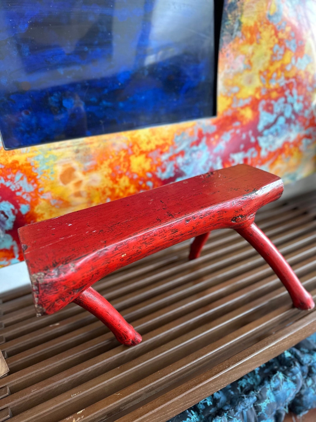 Vintage Three Legged Stool, Japanese Arm Rest or Foot Rest Etsy