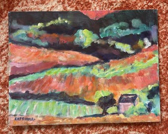 Katharine B. Bergstrom Catriona 1937-2024 Oil Painting on Canvas "Fall, Luberon"