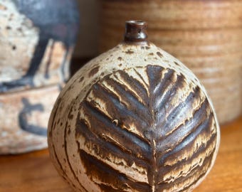 Early Ralph Bacerra stoneware vase, Mid Century Modern