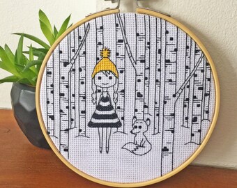 Girl in the Forest cross stitch kit