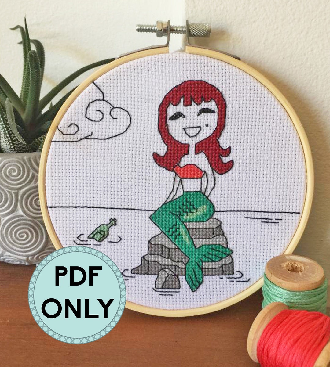 Mermaid Cross Stitch PDF Pattern - Etsy