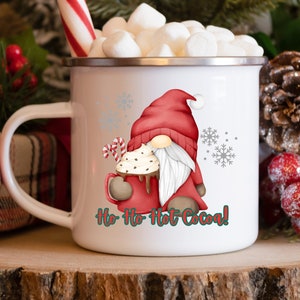 Personalized Ho Ho Hot Cocoa Gnome Enamel Mug 12oz | Ceramic Mug 15oz | Secret Santa Gift | Kids Mug