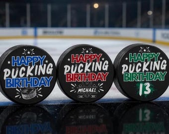 Disco de hockey de cumpleaños / Feliz cumpleaños con disco de hockey / Divertido regalo de hockey / Disco de hockey personalizado / Cumpleaños de hockey / Recuerdos para fiestas de hockey