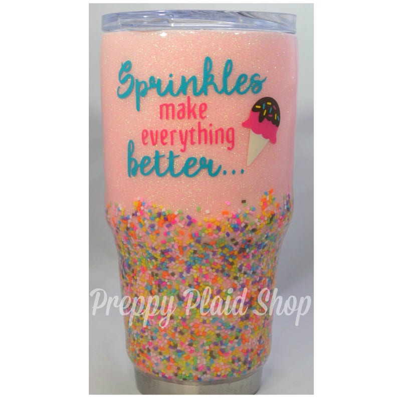 Ice Cream Pink / Sprinkles Glitter Tumbler 'sprinkles Etsy