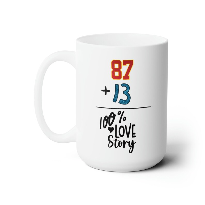 Taylor and Travis Love Story Mug 15oz | Gift | Swift | Chiefs image 2
