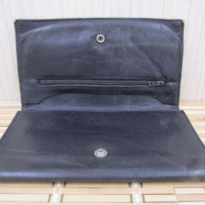 Vintage Roots véritable cuir grand portefeuille de voyage noir