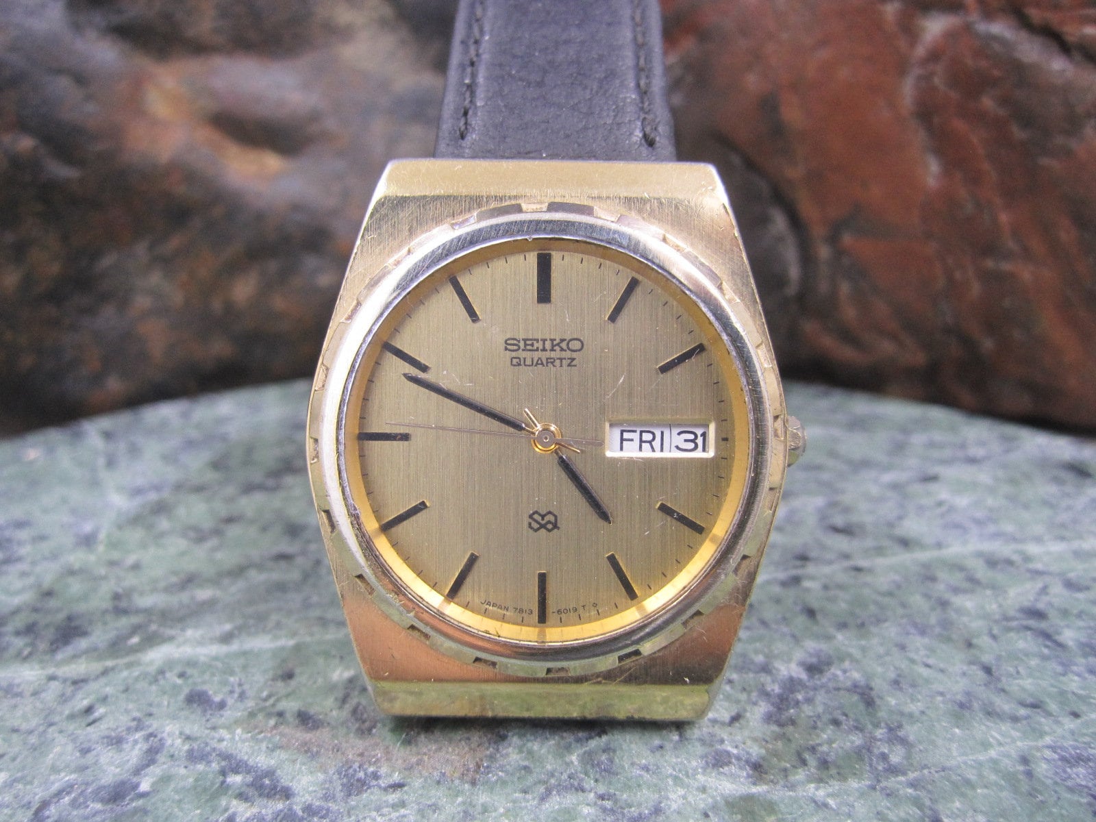 Unisex Gold Tone Seiko Quartz With Italian Leather Black Watch - Etsy  Australia