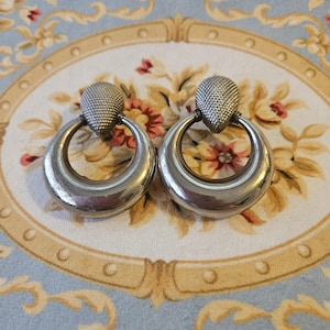 Large statement clip on hoop style clip on  earrings