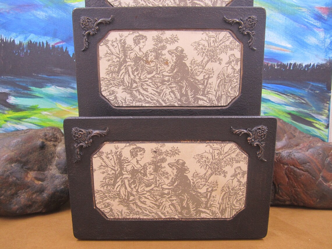 Decoline New York dark wood etched 3 section organizer Etsy