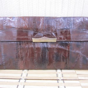Vintage Vintage vintage marrón anguilas piel cartera