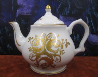 White porcelain made in France BB hand painted teapot