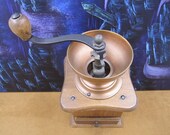Vintage Coffee Grinder made of wood and copper