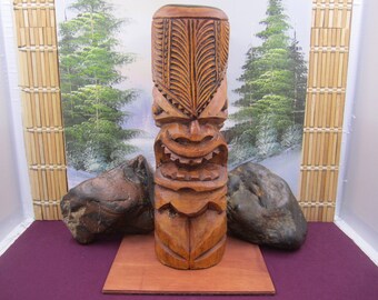 Hand Carved Solid Wood Sculpture With Base