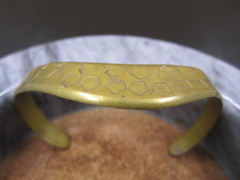 A very stylish curvy brass hammered narrow cuff image 2