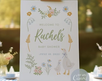 EDITABLE A Silly Goose Baby Shower Welcome Sign Cute Playful Whimsical Editable Template Digital Download