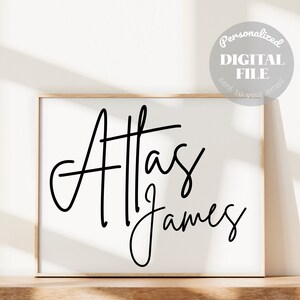 Eenvoudige Boho afdrukbare babynaam print DIY kinderkamer decor jongens kamer mannelijke aangepaste gepersonaliseerde gift