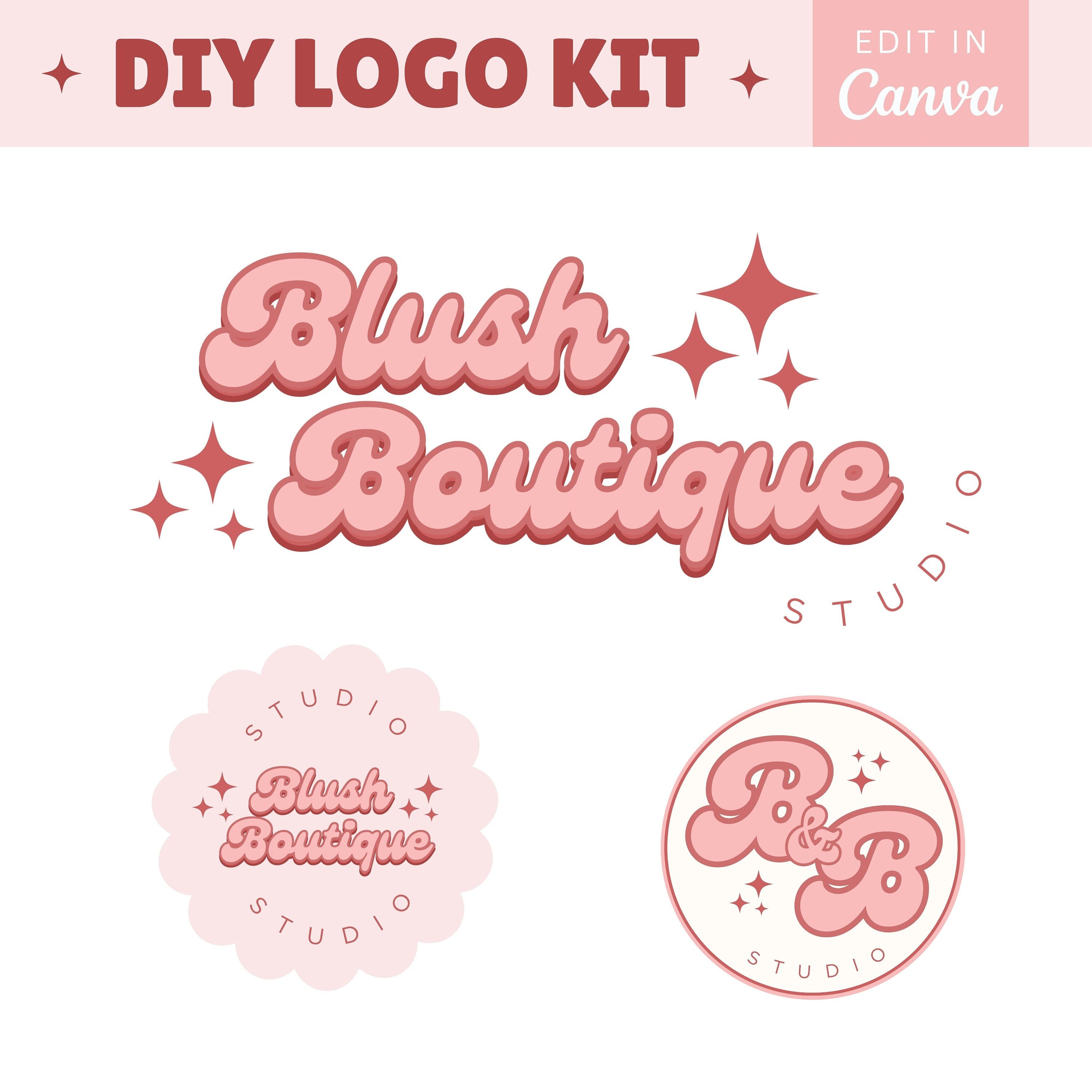 Editable DIY Logo Kit Design Canva Template Retro Pastel Colorful Logo ...