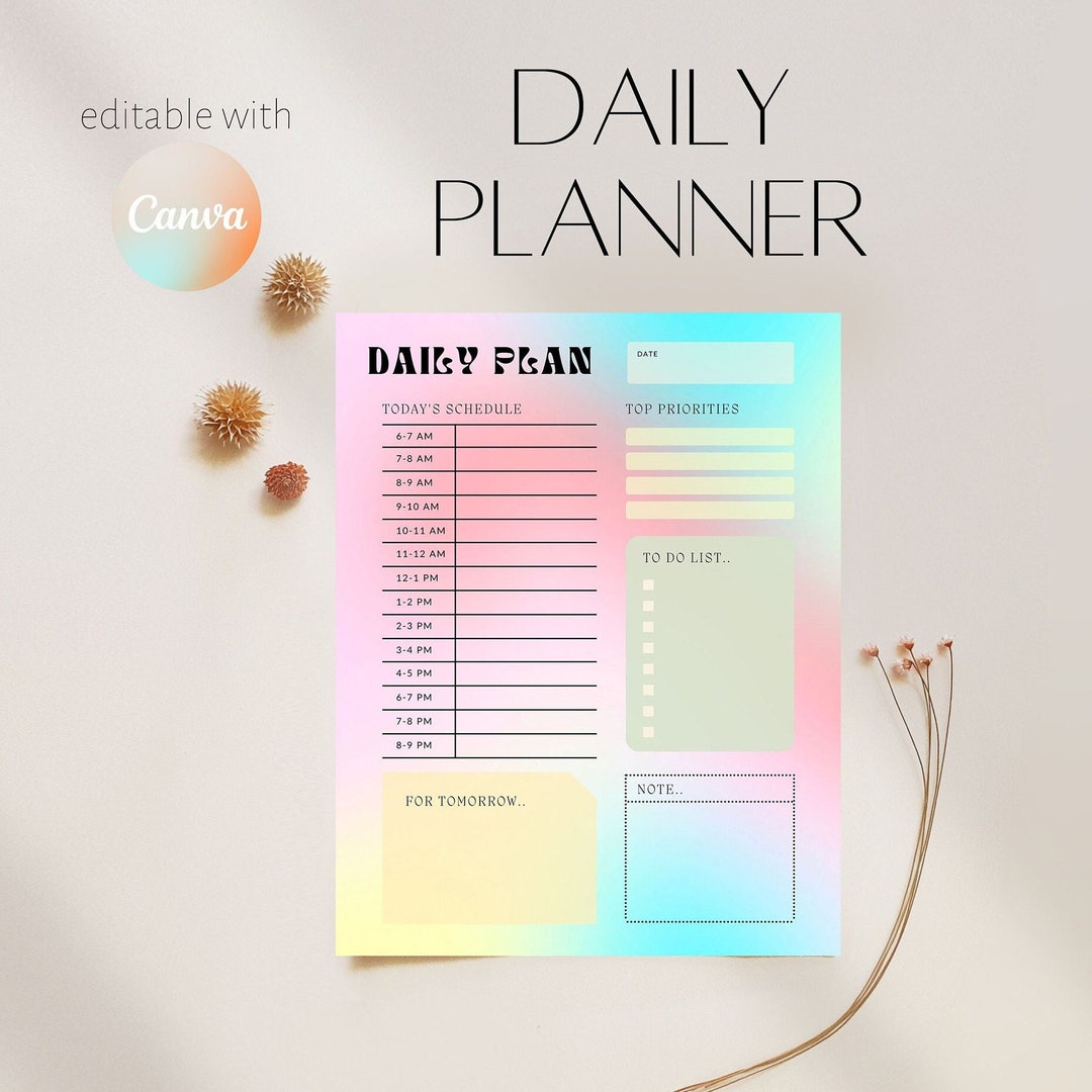 One Page Daily Printable Planner Sheet Printable Daily Retro - Etsy