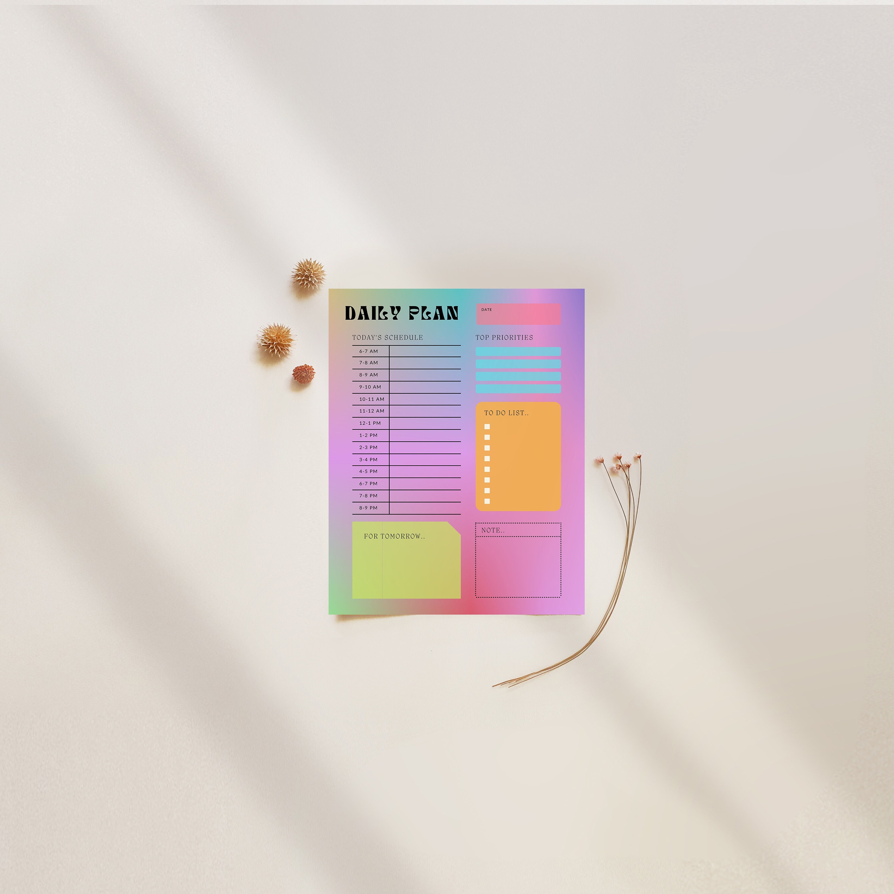 One Page Daily Printable Planner Sheet Printable Daily Retro - Etsy