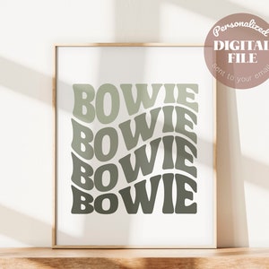 Retro Boho afdrukbare babynaam print DIY kinderkamer decor 70&#39;s jongen naam bloesem aangepaste gepersonaliseerde gift