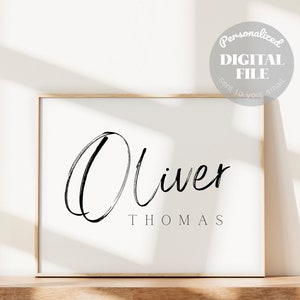 Eenvoudige Boho afdrukbare babynaam print DIY kinderkamer decor jongenskamer mannelijk op maat gepersonaliseerd cadeau