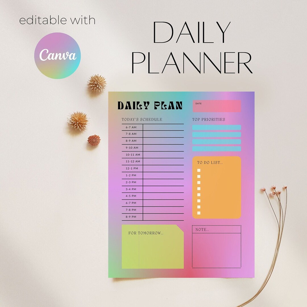 One Page Daily Printable Planner Sheet Printable Daily Retro - Etsy