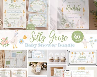 EDITABLE A Silly Goose Entire Baby Shower Bundle Includes Invite Signs Labels Decorations Cute Whimsical Editable Template Digital Download