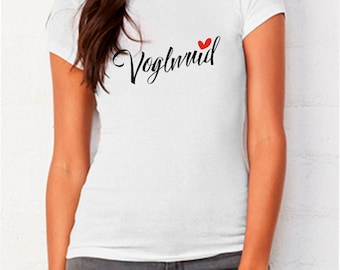 T-Shirt "Voglwuid" weiß, Sommer, Kurzarm, mit Druck, Print