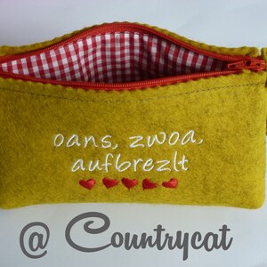 Cosmetic Bags oans, zwoa, refractive curry/rot, Felt, Accessory, Bag, Felt, Gift, Handmade image 1