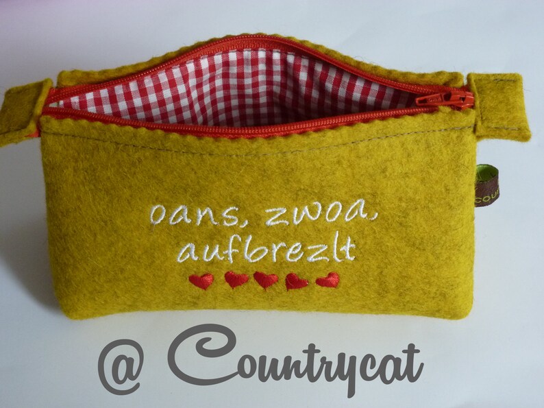 Cosmetic Bags oans, zwoa, refractive curry/rot, Felt, Accessory, Bag, Felt, Gift, Handmade image 1