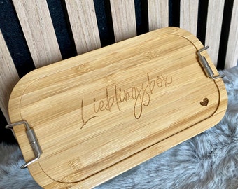 Lunch box, lunch box, favorite box No. 2, snack box with bamboo lid, snack, kindergarten, hiking, school, gift, sports