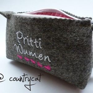 Kosmetiktasche Pritti Wumen, anthrazit, Felt, Accessory, Tasche, Filz, Geschenk, handgemacht Bild 1