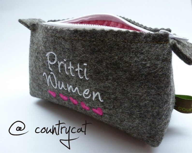 Kosmetiktasche Pritti Wumen, anthrazit, Felt, Accessory, Tasche, Filz, Geschenk, handgemacht Bild 1