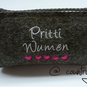 Kosmetiktasche Pritti Wumen, anthrazit, Felt, Accessory, Tasche, Filz, Geschenk, handgemacht Bild 2