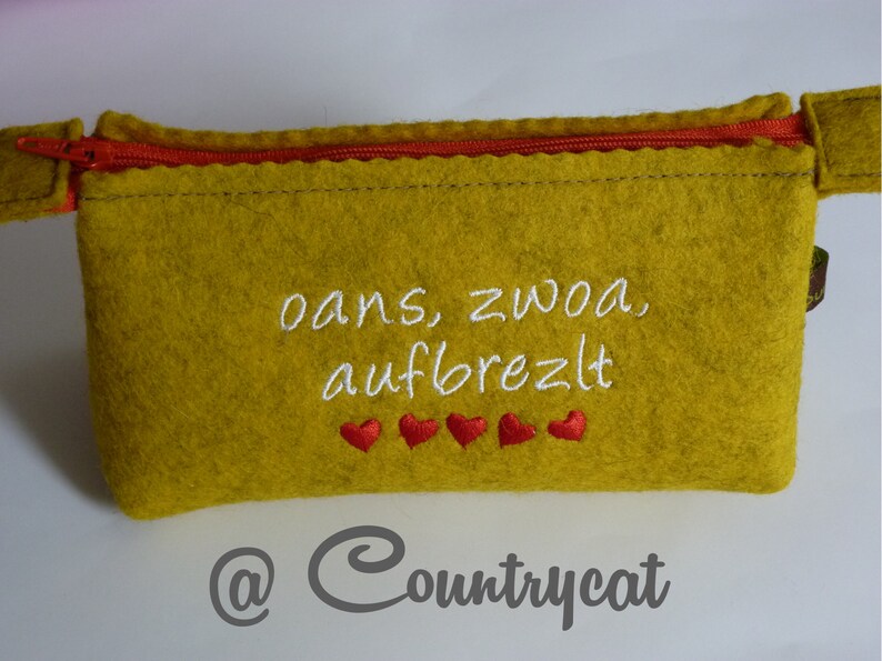 Cosmetic Bags oans, zwoa, refractive curry/rot, Felt, Accessory, Bag, Felt, Gift, Handmade image 3