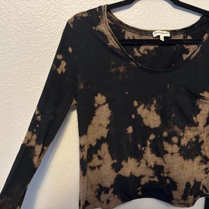 reverse tie dye/bleach dye long sleeve women’s top
