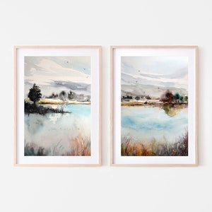 Set of Two Rural Landscapes Prints from Original Watercolour Artwork, Rural Landscape Art, Set of 2 Wall Art