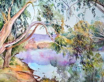 Australian Landscape, Australia Painting, Sunrise Painting, Eucalyptus Wall Art